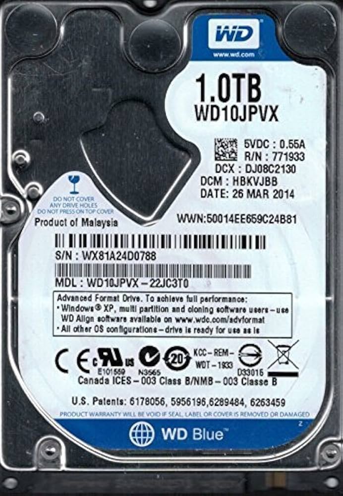 Amazon | Western Digital WD10JPVX-22JC3T0 1TB DCM:HBKVJBB